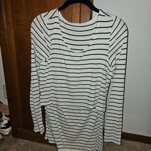 Motherhood Maternity Black and White Striped Long Sleeve Top
